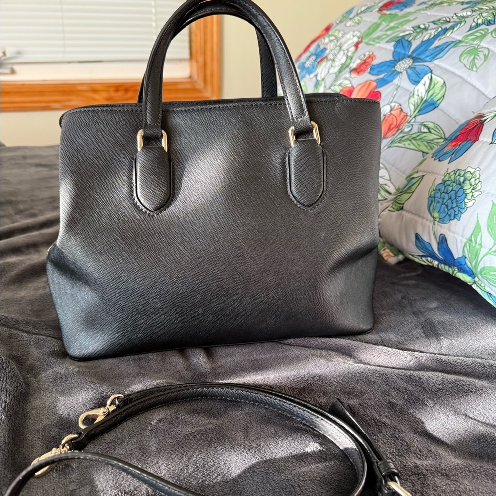 Kate Spade Black Leather Top handle tote /  crossbody - Laurel Way Evangeline - Picture 3 of 9